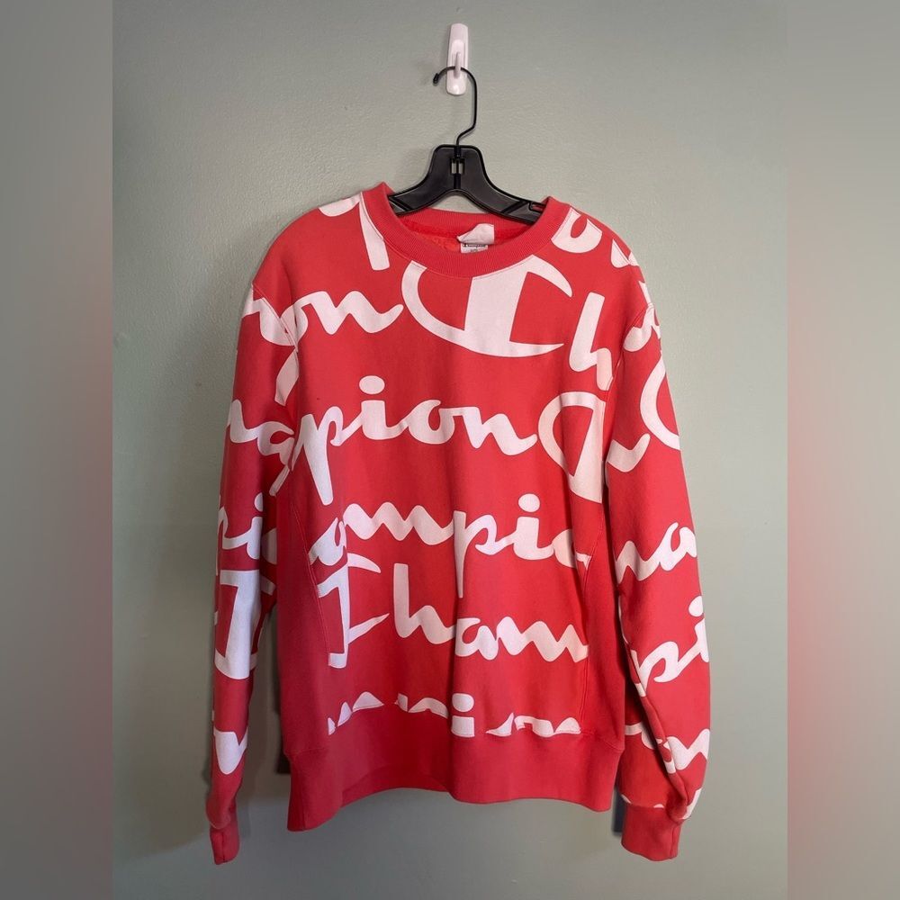 Retro Champion Reverse Weave Crew Neck Sweatshirt Sz Large Salmon Pink Unisex
